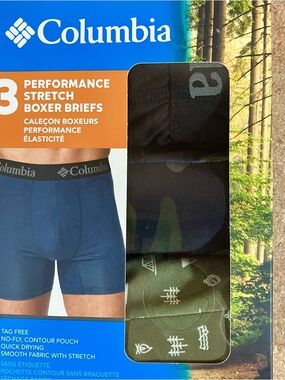 Columbia Boxer Briefs Mens Medium Olive Camo Performance Cotton Stretch 3 Pack